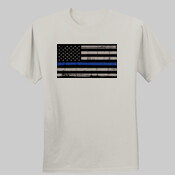 Men's Blue Line Flag Distressed Black Background