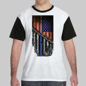 Men's Blackout Cotton Feel Dri-Fit T-Shirt America Blue line Vertical Flag