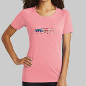 Ladies Soft Feel Tee with OCSO Car with American Flag inside