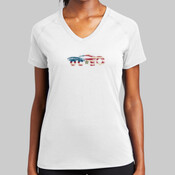 Ladies Soft Feel Tee with OCSO Car with American Flag inside
