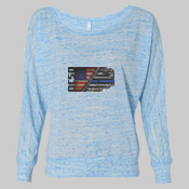 Ladies Long Sleeve Slouchy T-shirt with OCSO Integrated on the side of the Flag