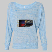 Ladies Long Sleeve Slouchy T-shirt with OCSO beside the Flag 