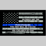 Blessed are the Peacemakers Blue Line Distress Flag Decal in 4" or 6"