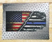 Lens Cloth USA-Blue Line Flag Metal Background